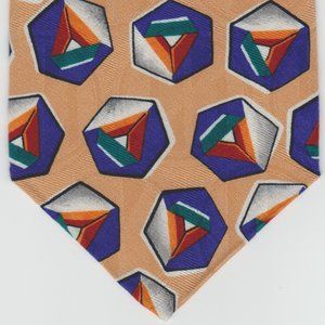 ROBERT TALBOTT STUDIO - 100% SILK NECKTIE - BEIGE & PURPLE & RED & ORANGE